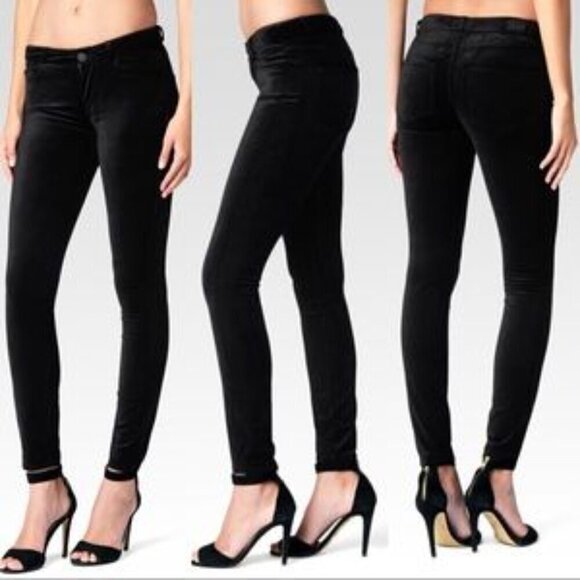 PAIGE Pants - Paige Verdugo Ultra Skinny Black Velvet 5-Pocket Pants Women's Size 28